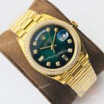 (EWF)Swiss 3255 Rolex Oyster Perpetual Day Date Watch Yellow Gold Green Ombre Dial 36mm